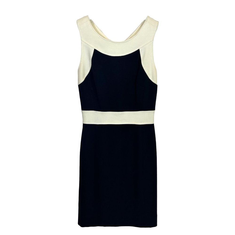 Milly Dress Womens Small Black/White Pencil Bottom Color Block Midi Work